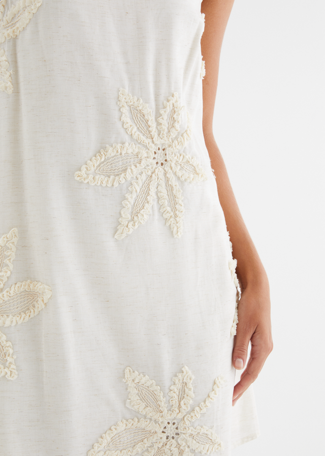 Emiliah Embroidered Dress - Natural Flowers