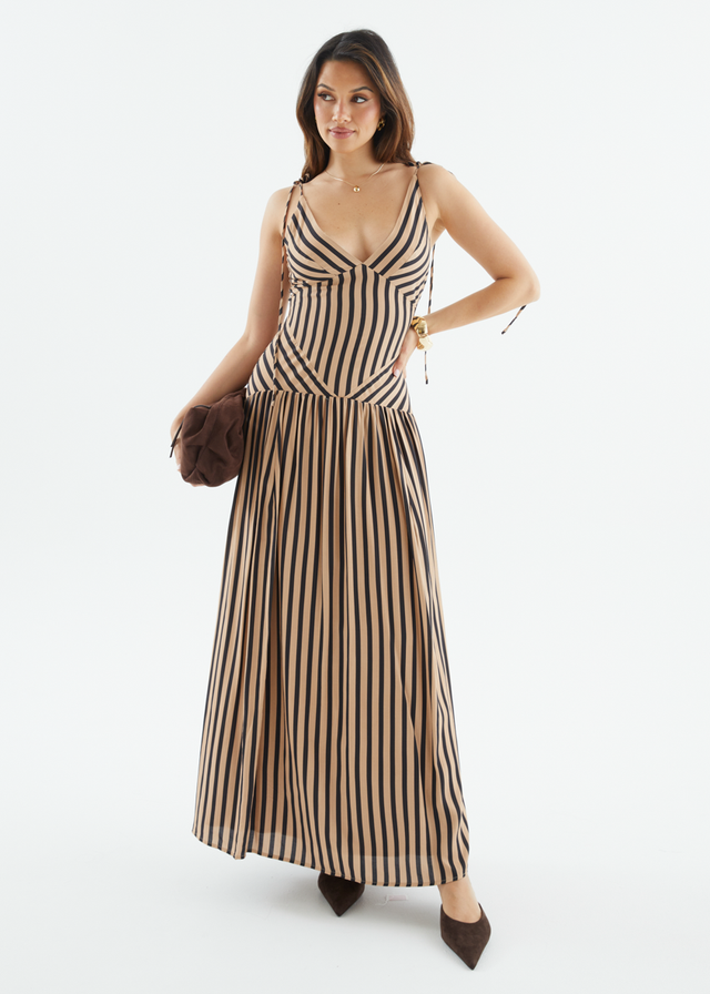 Zippora Maxi Dress - Mocha Stripe