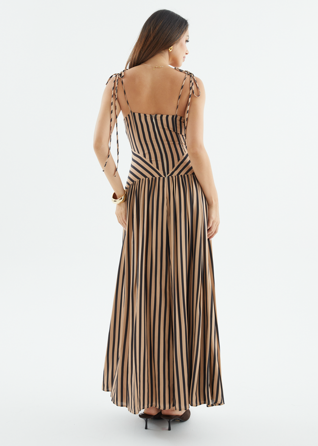 Zippora Maxi Dress - Mocha Stripe