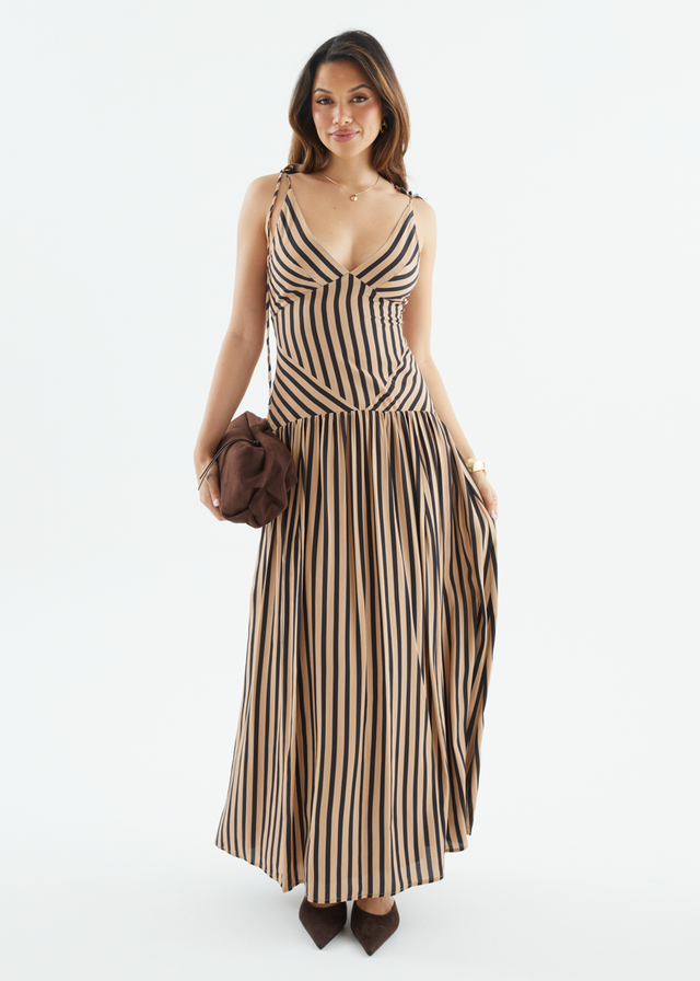 Zippora Maxi Dress - Mocha Stripe