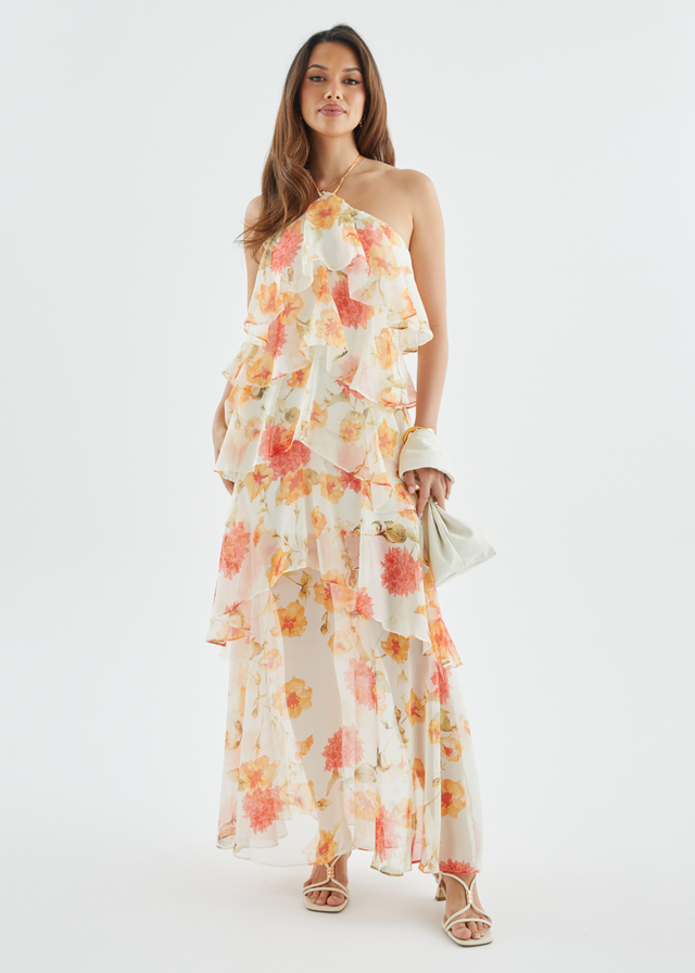 Telaena Halter Maxi Dress - Marigold Floral