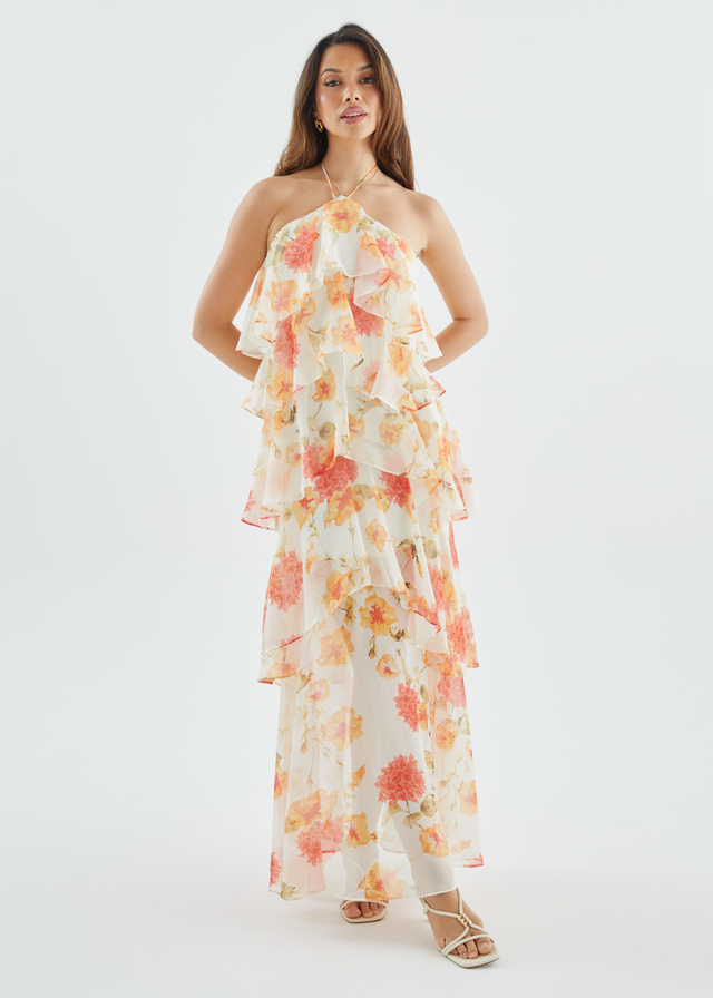 Telaena Halter Maxi Dress - Marigold Floral