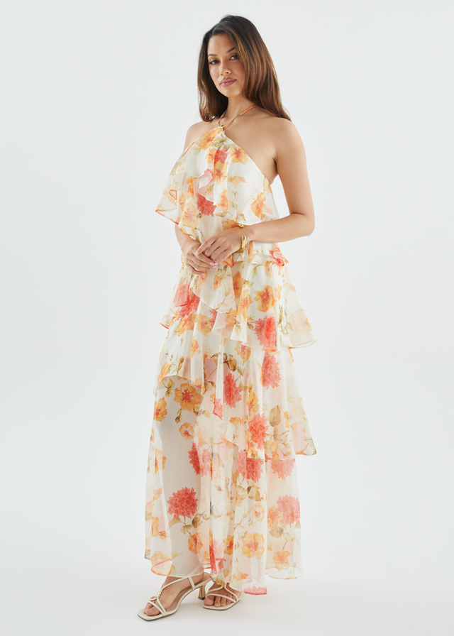 Telaena Halter Maxi Dress - Marigold Floral