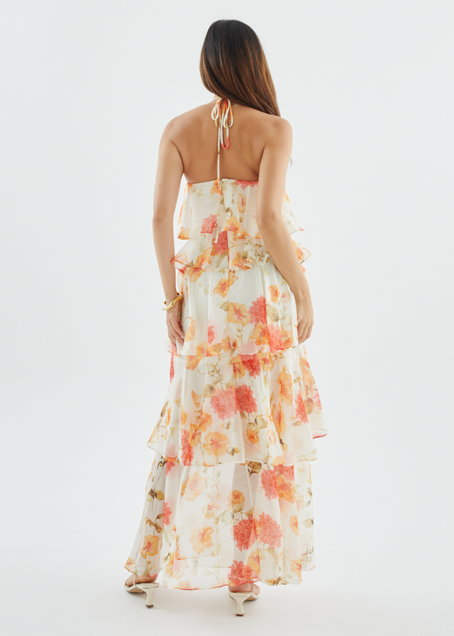 Telaena Halter Maxi Dress - Marigold Floral