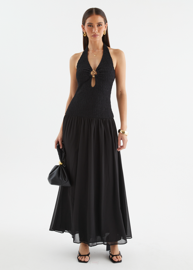 Zantali Halter Maxi Dress - Black