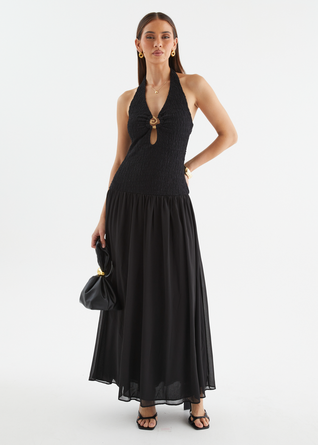 Zantali Halter Maxi Dress - Black