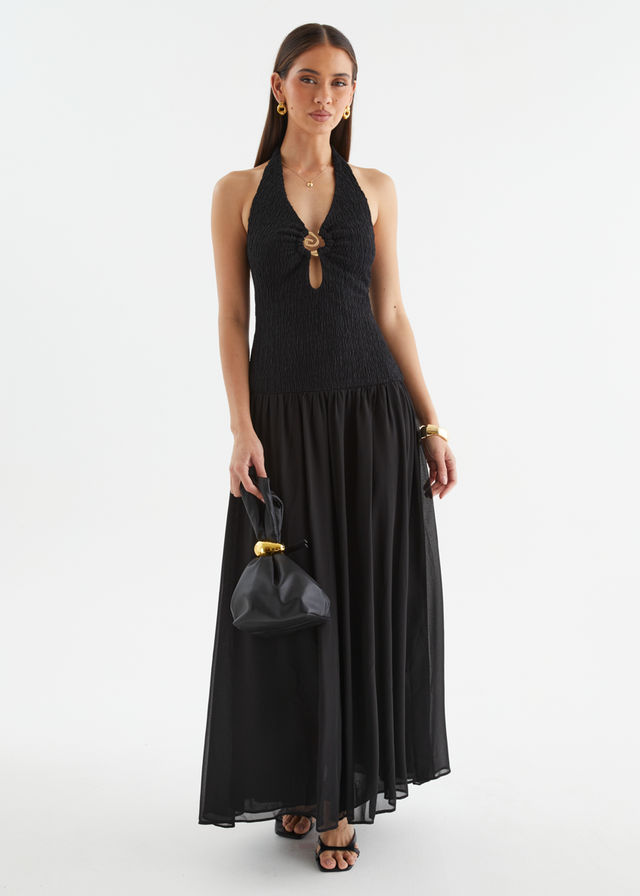 Zantali Halter Maxi Dress - Black