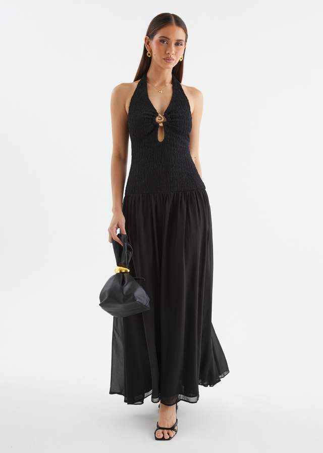 Zantali Halter Maxi Dress - Black