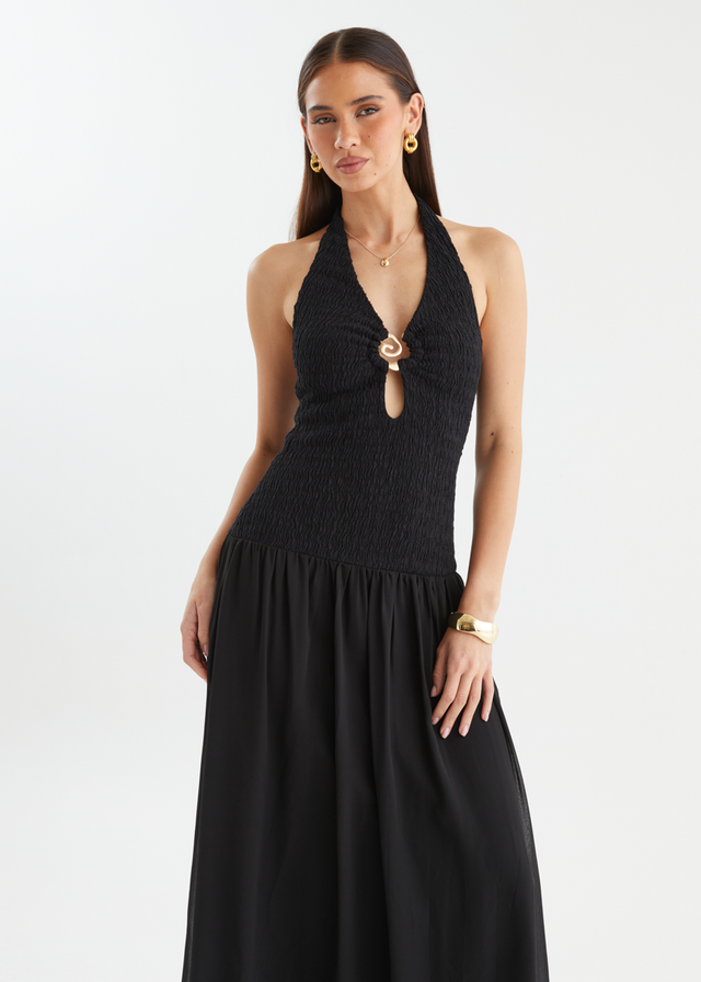 Zantali Halter Maxi Dress - Black
