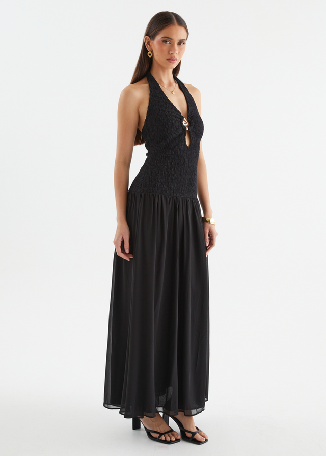 Zantali Halter Maxi Dress - Black