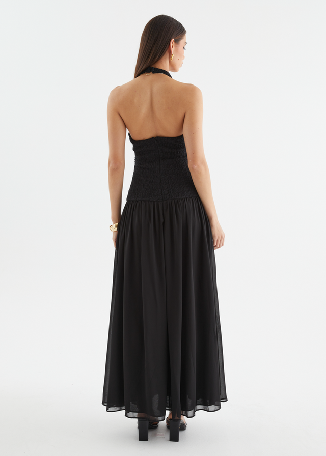 Zantali Halter Maxi Dress - Black