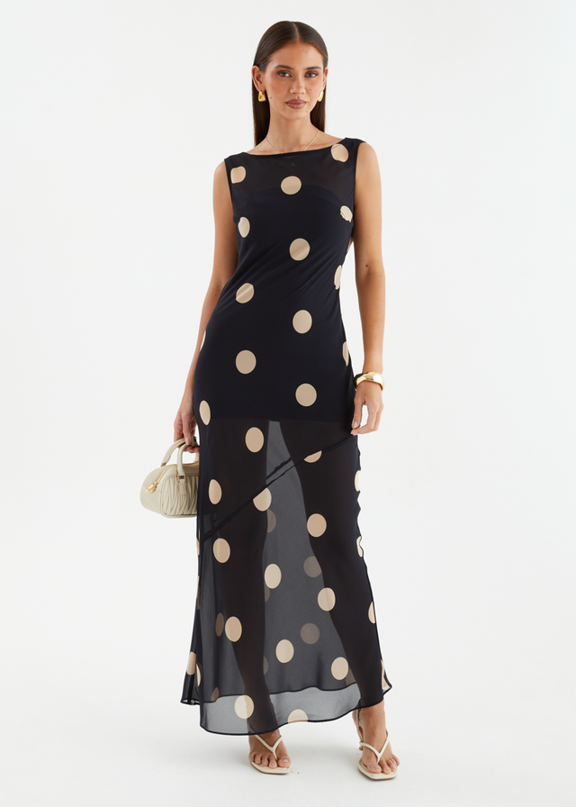 Addilyn Maxi Dress - Black Polka