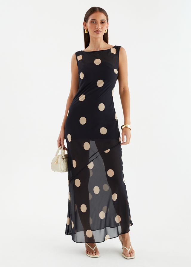 Addilyn Maxi Dress - Black Polka
