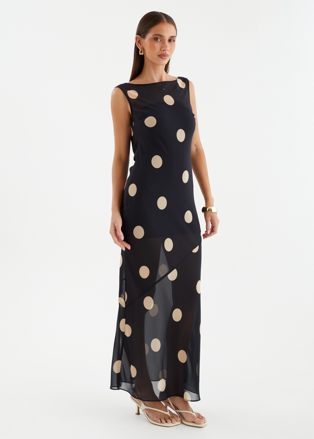 Addilyn Maxi Dress - Black Polka