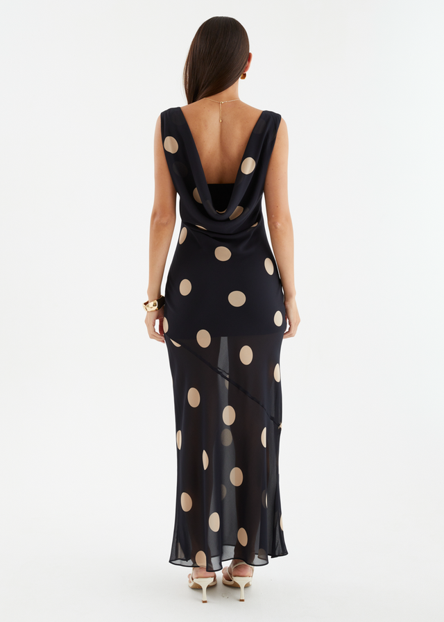 Addilyn Maxi Dress - Black Polka