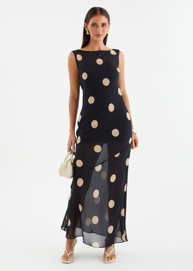 Addilyn Maxi Dress - Black Polka