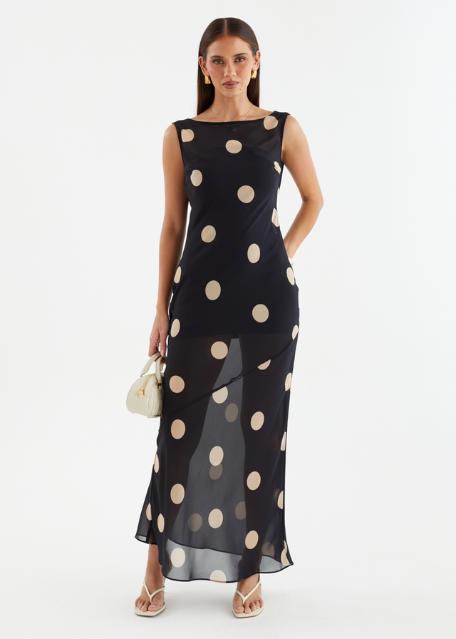 Addilyn Maxi Dress - Black Polka