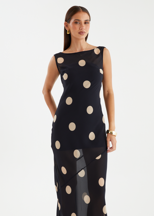 Addilyn Maxi Dress - Black Polka