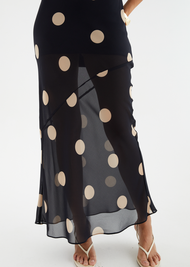 Addilyn Maxi Dress - Black Polka