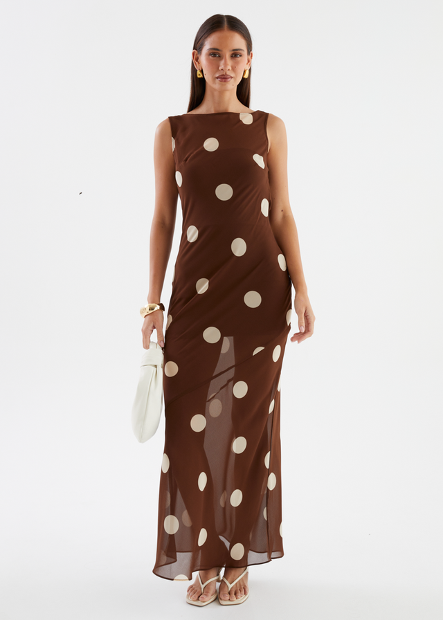 Addilyn Maxi Dress - Tan Polka