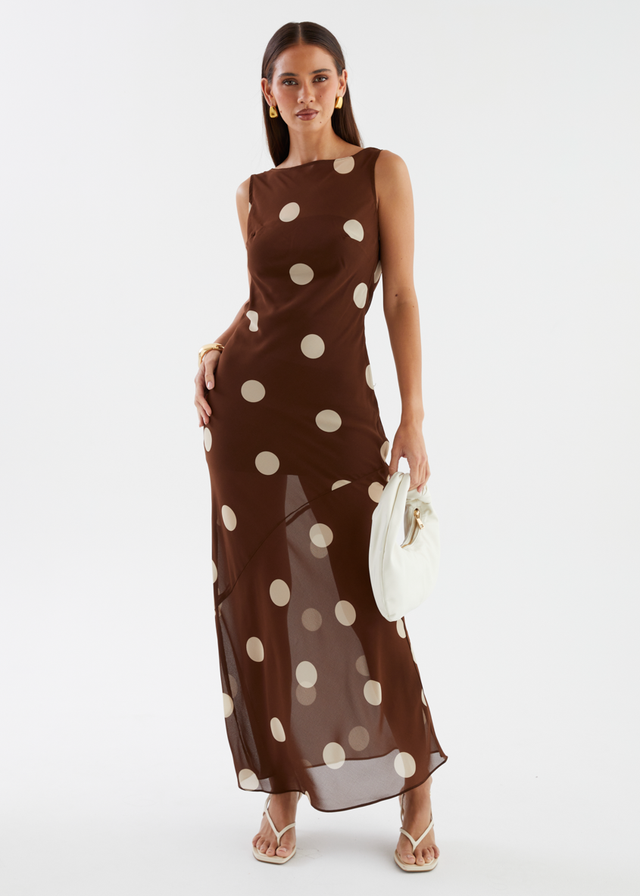 Addilyn Maxi Dress - Tan Polka