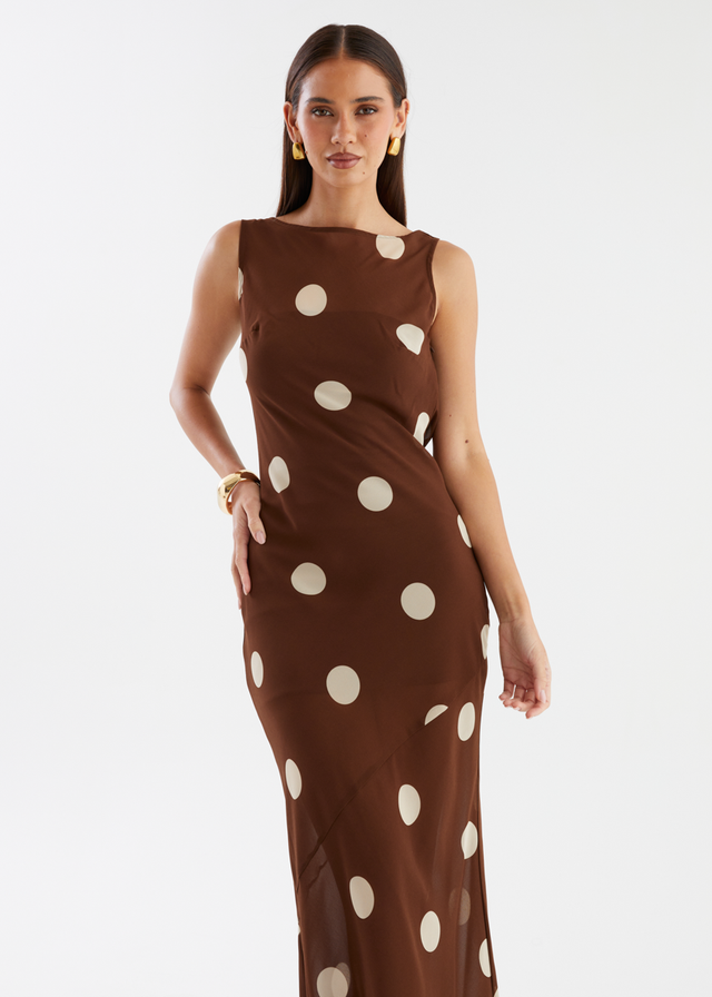 Addilyn Maxi Dress - Tan Polka