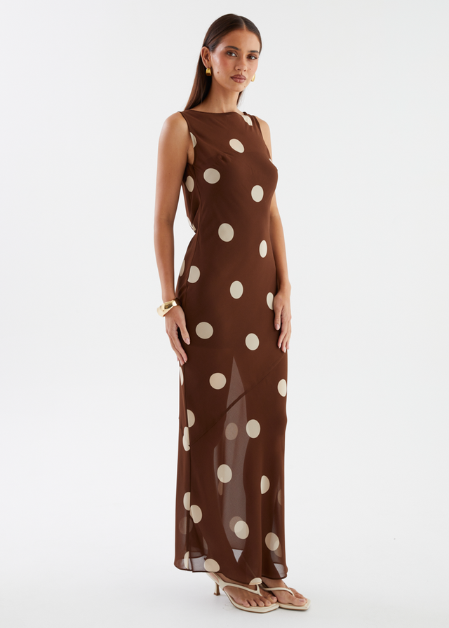 Addilyn Maxi Dress - Tan Polka
