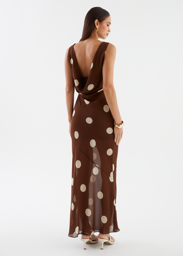 Addilyn Maxi Dress - Tan Polka
