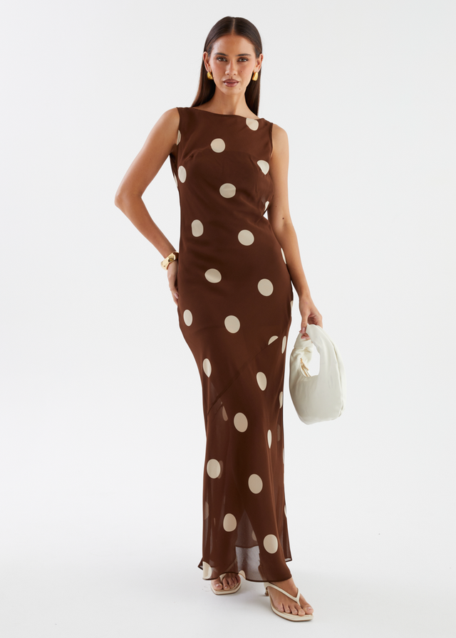 Addilyn Maxi Dress - Tan Polka