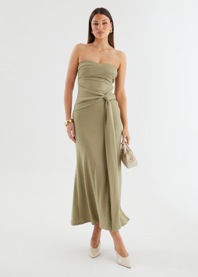 Suzi Strapless Maxi Dress - Sage Gingham & Heels Suzi Strapless Maxi Dress - Sage Gingham & Heels