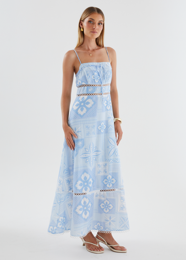 Indie Maxi Dress - Blue Geo Gingham & Heels Indie Maxi Dress - Blue Geo Gingham & Heels