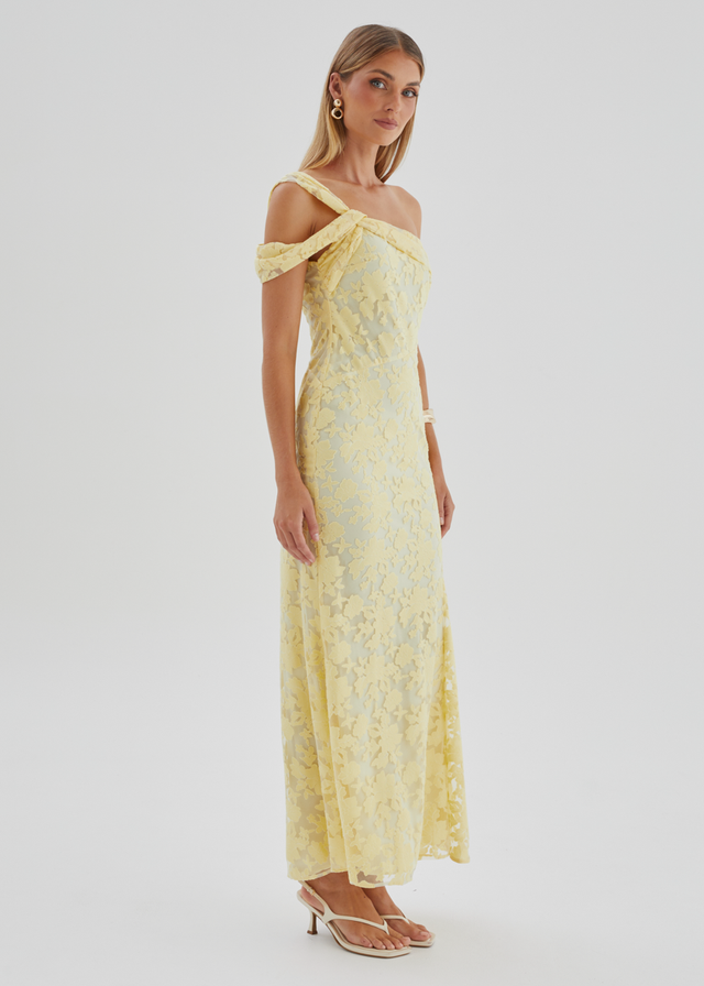 Katie One Shoulder Midi Dress - Yellow