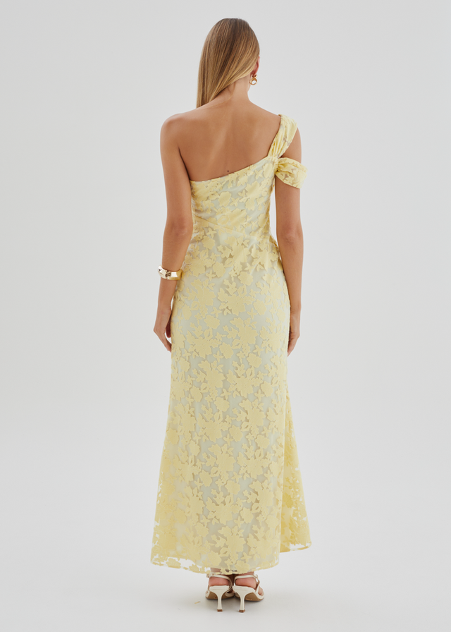 Katie One Shoulder Midi Dress - Yellow