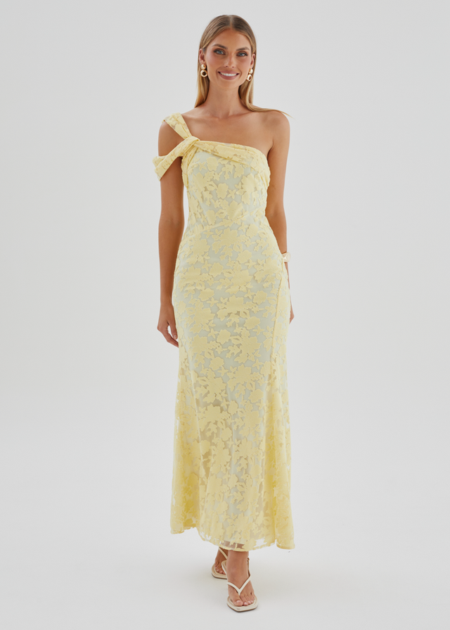 Katie One Shoulder Midi Dress - Yellow