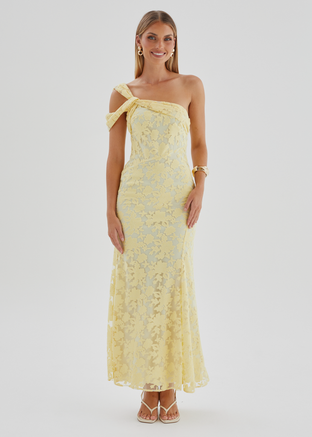 Katie One Shoulder Midi Dress - Yellow