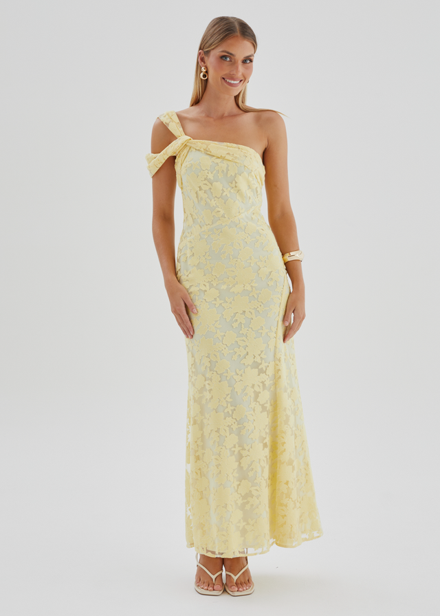Katie One Shoulder Midi Dress - Yellow