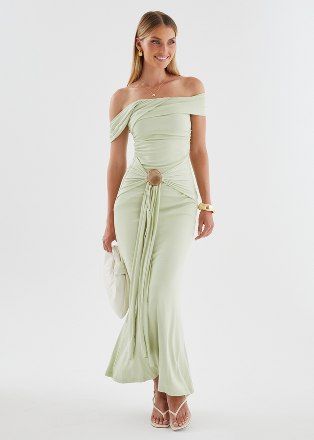 Tiarna Off Shoulder Maxi Dress - Matcha