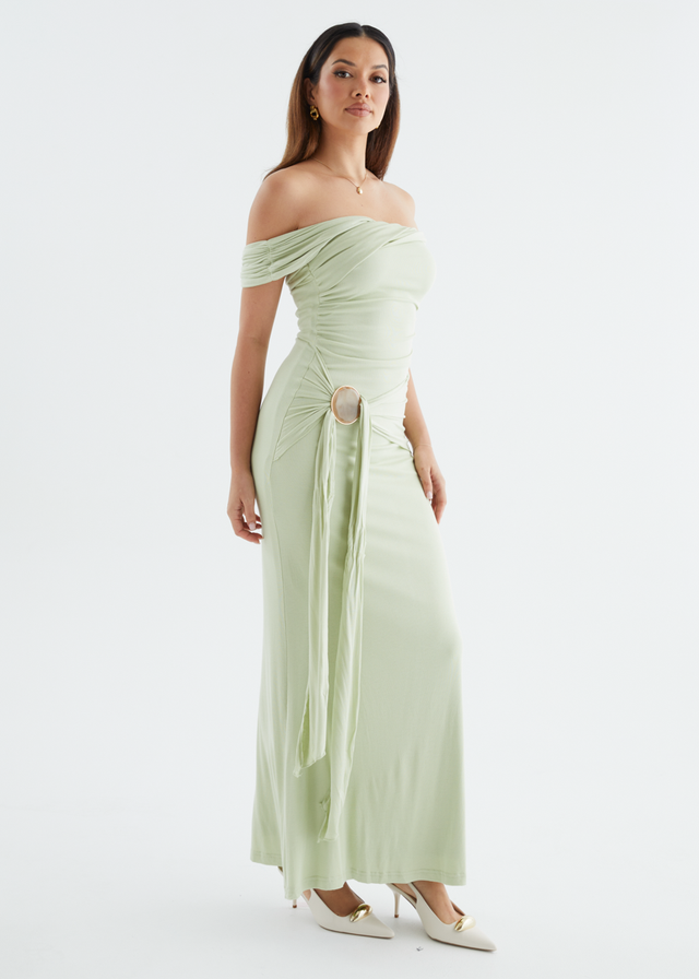 Tiarna Off Shoulder Maxi Dress - Matcha