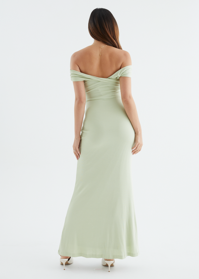 Tiarna Off Shoulder Maxi Dress - Matcha