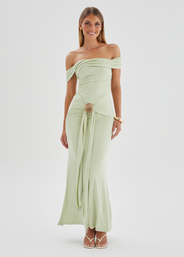 Tiarna Off Shoulder Maxi Dress - Matcha
