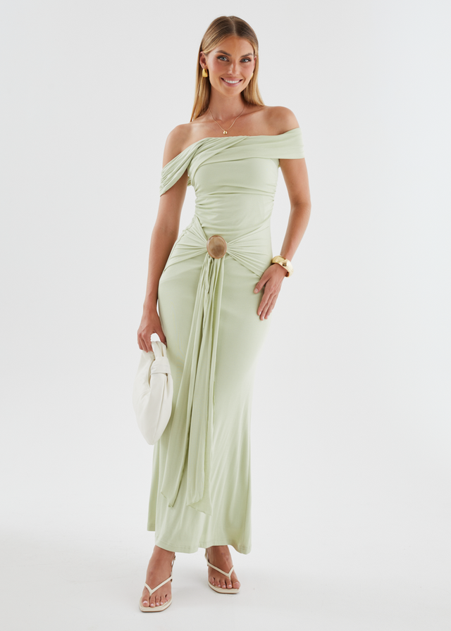 Tiarna Off Shoulder Maxi Dress - Matcha