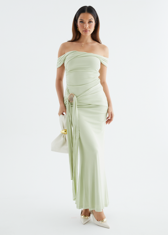 Tiarna Off Shoulder Maxi Dress - Matcha