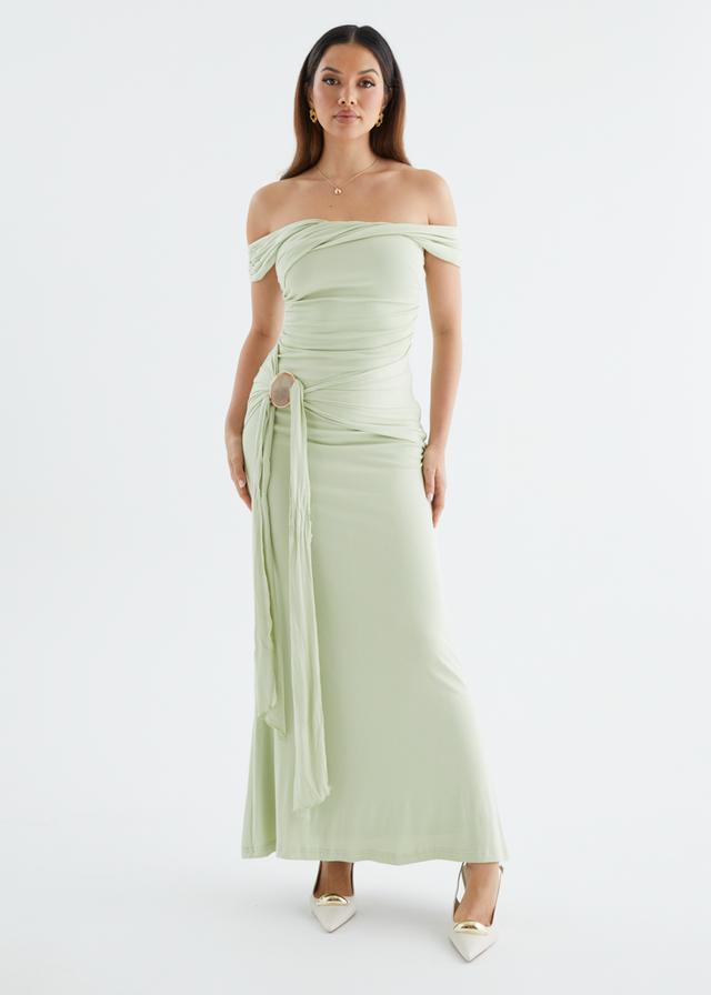 Tiarna Off Shoulder Maxi Dress - Matcha