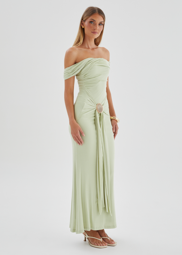 Tiarna Off Shoulder Maxi Dress - Matcha