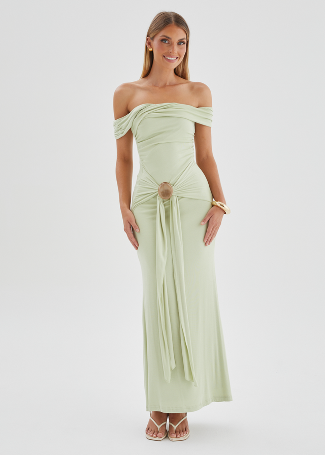 Tiarna Off Shoulder Maxi Dress - Matcha