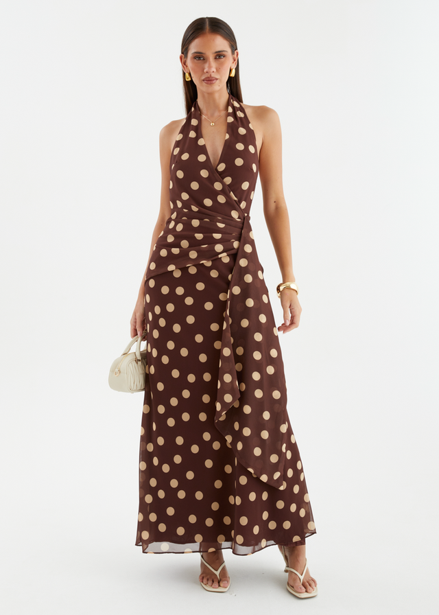Diem Maxi Dress - Tan Polka