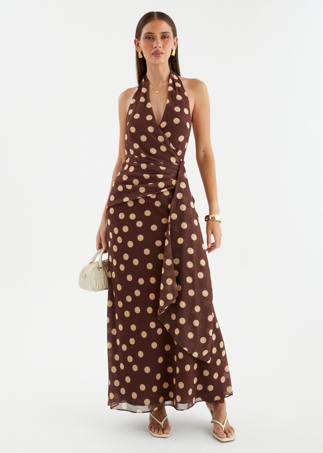 Diem Maxi Dress - Tan Polka
