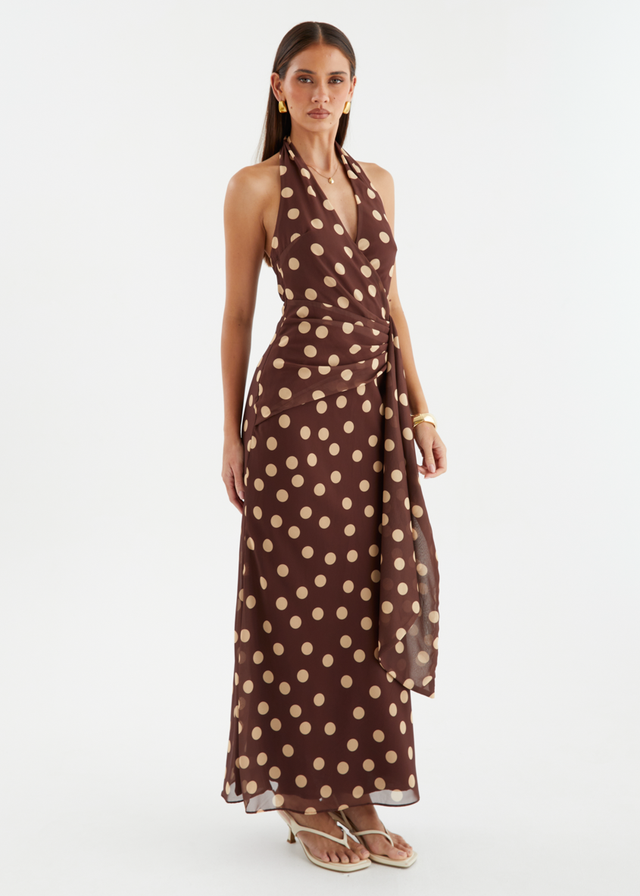 Diem Maxi Dress - Tan Polka