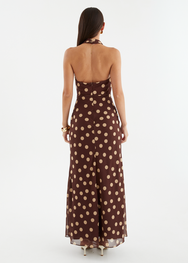 Diem Maxi Dress - Tan Polka