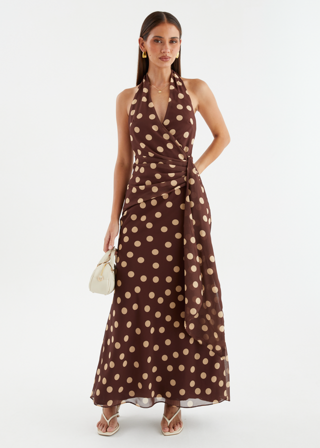 Diem Maxi Dress - Tan Polka